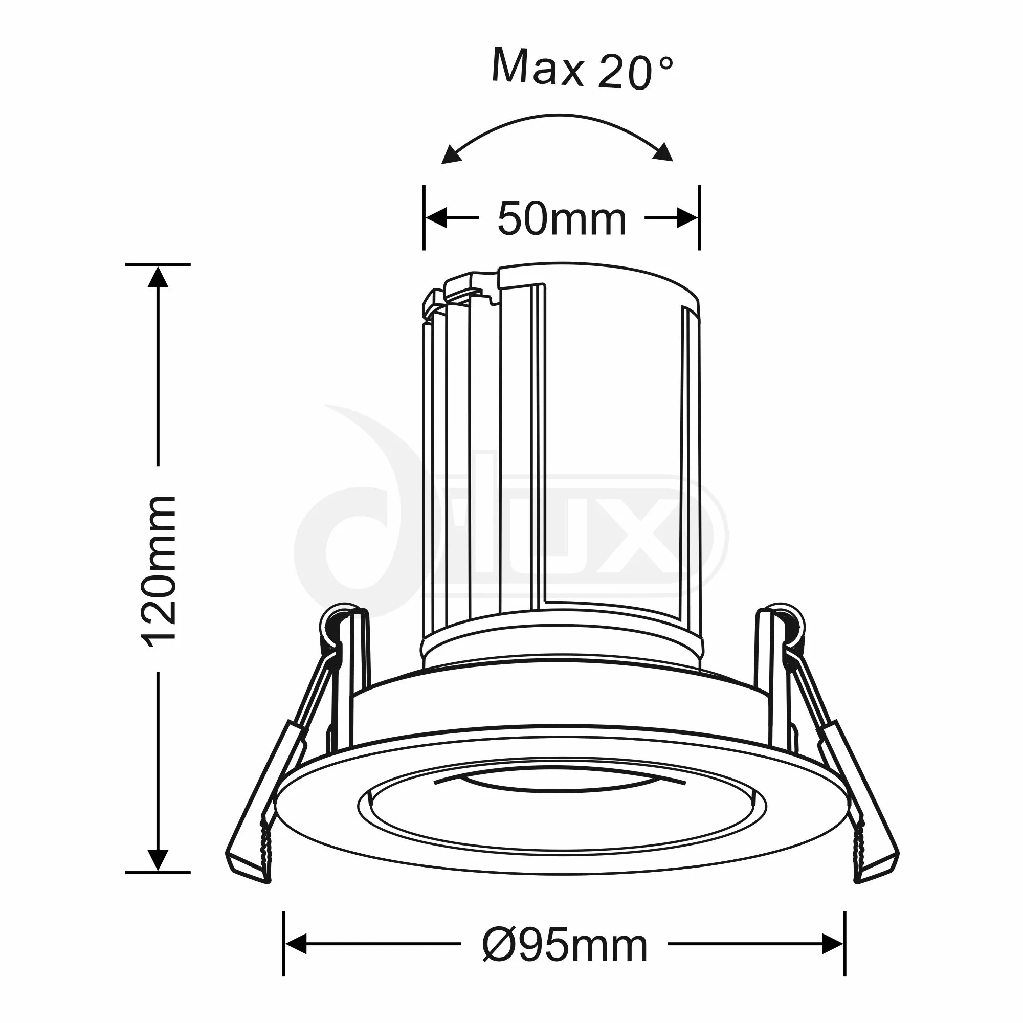 Bruve 12 Tridonic powered 12W 3000K 1200lm 36° LED Engine,300mA , CRI>90 LED Engine Matt Black  Fixed Recessed Adjustable round Downlight, IP20 DM202502  Dlux Bruve A 12